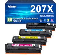 Palmtree 207X With Chip Compatible for HP 207X 207A Toner Cartridges Multipack for HP Color Laserjet Pro MFP M283fdw Toner Cartridges M255dw M255nw M283fdn M283cdw 207X Black Cyan Yellow Magenta