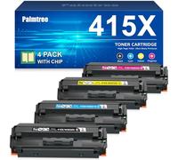 Palmtree 415X with Chip Compatible for HP 415X 415A Toner Cartridge Multipack for HP Color Laserjet Pro MFP M479dw M479fdw M454dw M454dn M479fdn M479fnw W2030X W2030A 4-Pack Black Cyan Yellow Magenta