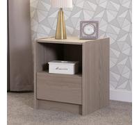 palmyra wooden bedside cabinet with 1 drawer in smoked ash