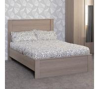 palmyra wooden double bed in smoked ash