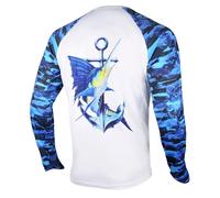 Palmyth Fishing Shirts for Men Long Sleeve UPF 50+ Quick-Dry T-Shirts, Sailfish/Anchor, Medium