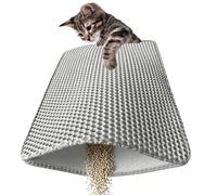 PalNests Cat Litter Mat Litter Trapping Mat, 60 x 40 cm Large Cat Litter Tray Mat, Universal Honeycomb Double Layer Large Holes Design, Urine and Waterproof EVA Resistant Material, Easy to Clean, Grey