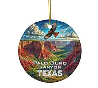 Palo Duro Canyon Texas Christmas Ornament - Double-Sided Ceramic Tree Decoration with Red Rock Cliffs - Western Texan Desert Landmark Travel Souvenir Gift - Holiday Vacation Keepsake