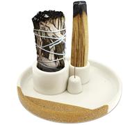 Palo Santo Sticks Holder Multi Purpose Ceramic Incense Burner Holder with Ash Catcher Tray 5.5 inches Sage Holders Smudge Bowl for Meditation Yoga Modern Minimalist Room Home Decor