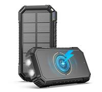 Paloceru Solar Charger Power Bank - 26800mAh Wireless Portable Charger with USB C - PD QC 3.0 Fast Charging Battery Bank 4 Outputs - External Battery Pack for iPhone Tablet, Flashlight for Outdoor