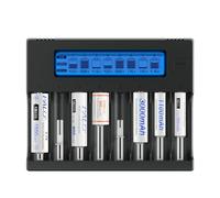 Palogreen 18650 Battery Charger Intelligent 8 Way LCD Charger Universal with Discharge Function for 3.7 V Li-Ion 18650 26650 16340 (RCR123) 21700 14500 17500 CR123A and 1.2 V AA/AAA Rechargeable