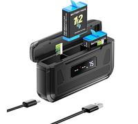 Palogreen 3 Channel Charger for GoPro Hero 12/11/10/9 Black - Battery charger with LCD display, TF card slot,Low temperature suitable, pocket-sized charger (battery no include)