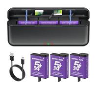 Palogreen 3Pcs DJI Osmo Action 5 Pro Batteries with Charger - 3 Channel Battery Charger for DJI Osmo Action 5 Pro/Action 4/Action 3, USB Fast Charging Case with Type-C Cable