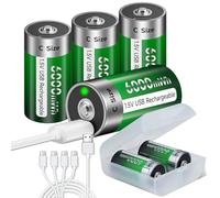 Palogreen 4 Pieces Rechargeable C Batteries USB 6000mWh - 1.5V/Lithium Rechargeable Baby C Battery High Capacity With Type C Charging Cable (6Pcs)