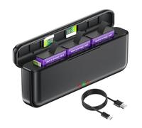 Palogreen DJI Osmo Action 5 Pro Battery Charger - 3 Channel Battery Charger for DJI Osmo Action 5 Pro/Action 4/Action 3, USB Fast Charging Case with Type-C Cable（battery no include）