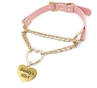 paloli Adjustable Vegan PU Leather Choker Necklace with Heart Ring and Cuban Chain, Heart Pendant Necklace for Women