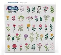 Paloma Style Floral Decorative Paper Napkins, 20 Pack, White with Botanical Print