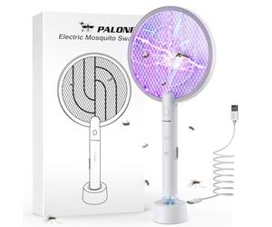 PALONE Electric Fly Swatter, 4000V Bug Zapper Fly Killer Rechargeable Fly Zapper Racket, Handy Fly Killer Racket, Mosquito and Wasp Killer, Insect Killer for Indoor and Outdoor Pest Control (White*1)