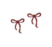 Palotay Red Rhinestone Bow Earrings Sparkle Bowknot Bling Dangle Earrings Chandelier Drop Tassels Earrings for Women Wedding Prom Jewelry Gifts, Metal, No Gemstone