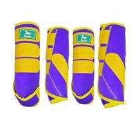 Paloura Equine Sport Horse Boots Set of 4 - Neoprene Leg Protection with Durable Hook & Loop Straps, Breathable & Comfortable Fit for Training, Riding, and Performance（Purple, Medium）