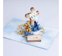 PALOX CRAFTS Signature Greeting Religious Easter Cross Pop Up Card, Creative Religious Easter Cross 3D Pop Up Card, Baptisms and more. Blank insert tag included.