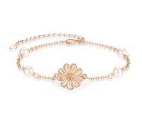 Palpitate Daisy Bracelet Pearl Bracelet 925 Sterling Silver Freshwater Pearl Bracelet Jewelry Gifts for Women, Medium, Sterling Silver, No Gemstone