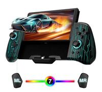 PALPOW Hall Effect Switch Controller for Nintendo Switch/OLED One-Piece JoyPad, Ergonomic Switch Handheld Controller with/RGB/Turbo/Mapped Switch Pro Controller - Black Laser