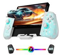 PALPOW Hall Effect Switch Controller for Nintendo Switch/OLED One-Piece JoyPad, Ergonomic Switch Handheld Controller with/RGB/Turbo/Mapped Switch Pro Controller - White