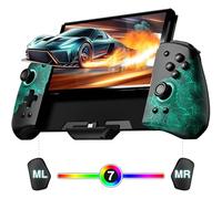 PALPOW Hall Effect Switch Controller for Nintendo Switch/OLED One-Piece JoyPad, Ergonomic Switch Handheld Controller with/RGB/Turbo/Mapped Switch Pro Controller - Black