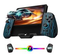 PALPOW Hall Effect Switch Controller for Nintendo Switch/OLED One-Piece JoyPad, Ergonomic Switch Handheld Controller with/RGB/Turbo/Mapped Switch Pro Controller - Blue Stripes