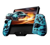 PALPOW Hall Effect Switch Controller for Nintendo Switch/OLED One-Piece JoyPad, Ergonomic Switch Handheld Controller with/RGB/Turbo/Mapped Switch Pro Controller - Blue Camo