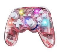 PALPOW Switch 2 Pro Controller Compatible with Switch 2/OLED/Lite,Wireless Hall Effect Switch Controller, RGB Switch Pro Controller, Bluetooth Gamepad with 7 LED Colors/Wake Up/Dual Shock/Turbo - Pink