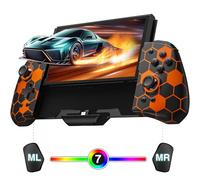 PALPOW Switch Handheld Controller for Nintendo Switch/OLED Hall Controller, One-Piece Ergonomic Design with RGB/Turbo/Mapped Switch Gamepad - Orange