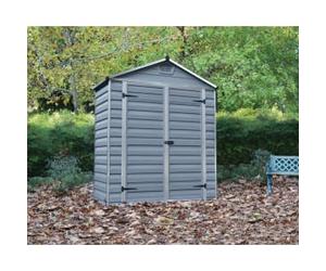 Palram Canopia Back to Wall Double Door Plastic Apex Shed with Skylight Roof - 6 x 3ft