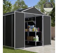 Palram - Canopia Rubicon 10X6 Ft Apex Dark Grey Plastic 2 Door Shed With Floor (Windowless)