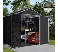 Palram - Canopia Rubicon 12X6 Ft Apex Dark Grey Plastic 2 Door Shed With Floor
