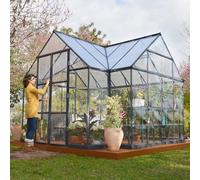 Palram - Canopia Victory 10X12 Ft Dark Grey Aluminium Cathedral Greenhouse With Polycarbonate Glazing