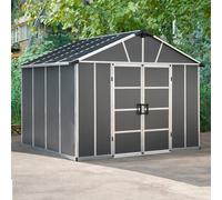Palram - Canopia Yukon With Floor 11X9 Ft Apex Dark Grey Plastic 2 Door Shed With Floor