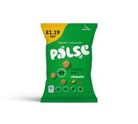 Palse Crunchy Peas Jalapeno Hot - Roasted Green Peas with Spicy Seasoning - Plant-Based High Protein Vegan Snack with Fibre, Low Fat & Sugar - 12 x 50g PMP Bags