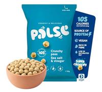 Palse Crunchy Peas Sea Salt & Vinegar 12 x 50g | High Protein Vegan Snacks | Roasted Green Pea Snack with Tangy Flavour | Super Crunchy, High Fibre | Healthy On-the-Go Multipack