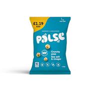 Palse Crunchy Peas Sea Salt & Vinegar - Vegan Gluten-Free Roasted Healthy Snack, High Protein & Fibre, 12 x 50g PMP Bags, Plant-Based Savoury Treat