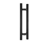 PALSINBY Stainless Long Door Handles, Round Push Pull Sliding Door Handle Stainless Steel Wood Glass Doors Black 4 Sizes 2-Pack