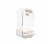 Palsmoother Acrylic Feeder Automatic Birds Food Dispenser Parrot Cage Spill Separation Drawer Transparent Weight-Based Feeding System Easy Cleaning Suitable for Home Bird Feeding, L, Cloud White
