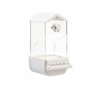 Palsmoother Acrylic Feeder Automatic Birds Food Dispenser Parrot Cage Spill Separation Drawer Transparent Weight-Based Feeding System Easy Cleaning Suitable for Home Bird Feeding, L, Hexi White