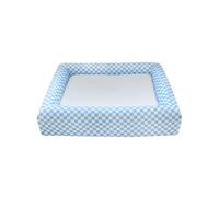 Palsmoother Mat Dog Bed Square Cushion Pet Bed Mattress Pad With Removable Washable Cover Supportive Foam And Comfortable Sleep Surface Suitable for bedrooms, Blue Checkered, XL 114x89x19CM