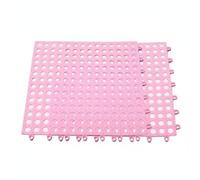 Palsmoother Pet Cage Mat Interlocking Cage Floor Tile Liner Hutch Flooring Sheet Made From Medical Silicone With 12mm Drain Holes Bite Resistant Easy To Cut, Pink