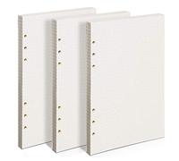 PALUDO 3 Pack A5 Squared Paper Refill, 135 Sheets/270 Pages, Thick 100GSM, Cream, 6 Hole Loose Leaf Punched, Suitable for Filofax A5, Notebooks, Journals