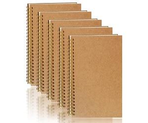 PALUDO 5 Pack A5 Dotted Spiral Notebook 100 Pages/ 50 Sheets - Spiral Notepad A5 Kraft Cover Notebooks Bulk Journals Memo Notepads Planner for Office