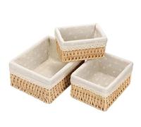 PALUDO Set of 3 Storage Baskets, 3 Sizes Wicker Bathroom Basket, Small Natural Paper Rope Changing Basket, Woven Hamper Baskets for Shelves, Cosmetics, Makeup, Toys, Table Organiser