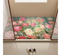 PALVJIE Bathtub Shower Mat, 80x120cm, Large Anti Mould PVC Loofah Bath Mat, Non Slip, Quick Drying, Rose