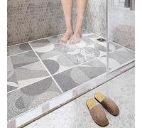 PALVJIE Loofah Shower Mat for Bathroom, Non-slip Rectangular PVC Bath Mat Anti Mould Quick Drying, Soft White Floor Rug Carpet