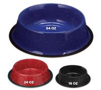 Palz&Co Speckled Stainless Steel Dog Bowl with Non Slip, No Spill Base, Pet Bowl for Food & Water (Blue, Large 64 Oz)