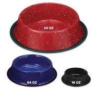 Palz&Co Speckled Stainless Steel Dog Bowl with Non Slip, No Spill Base, Pet Bowl for Food & Water (Red, Medium 32 Oz)