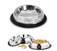 Palz&Co Stainless Steel Dog Bowl with Non Slip, No Spill Rubber Base, Durable and Stylish Design, Dog and Cat Food & Water Bowl, Dishwasher Safe (Small 16 oz)