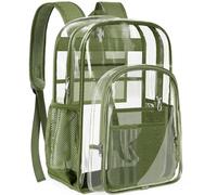 PAMANO Clear Backpack Transparent Heavy Duty Bookbag See Through Bag for College Work Travel Security, Green